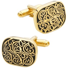 ZEEY Golden Classic Cufflinks for Men with Vintage Floral Patterns Men's Cufflink Jewelry Set for Business Wedding Party Formal Events Tuxedo Dress Shirt Accessories