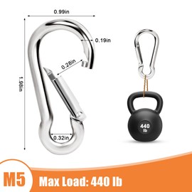 Flag Pole Ring Carabiner Clips, 4 Pcs 304 Stainless Steel M5 Keyring Keychain Clip Small Spring Snap Hooks, Replacement Flagpole Clip Hardware Accessories for Grommeted Flags