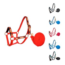 Tahoe Tack Patterned Nylon Mini Horse Halters with Padded Noseband and Matching 7’ Soft Grip Lead Rope