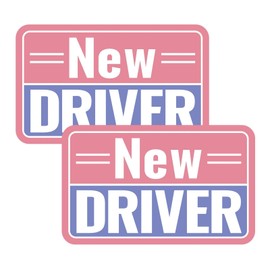 FOWEROTY New Driver Sticker Magnet, Student Driver Sticker Magnet for Car, Car Decals- Essential for Student Motorists, 5.71"*3.54" - Golden Ratio Dimension, 2pcs（Pink/Purple-New）