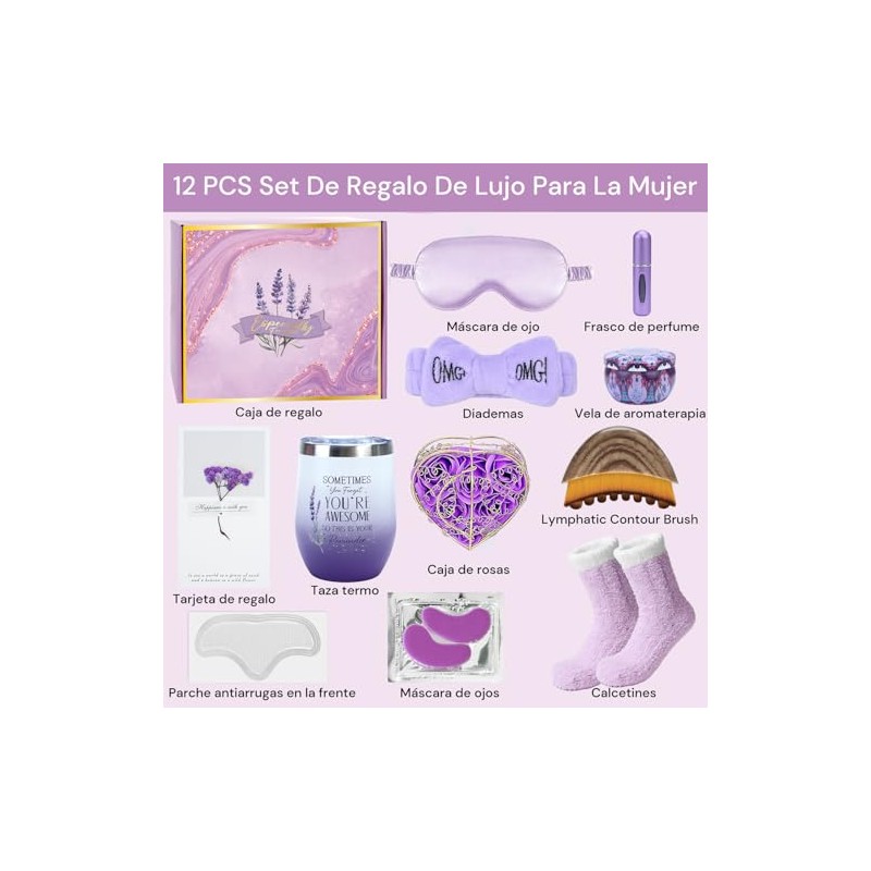 Regalos de Cumpleaños para Mujer,12 Canasta de Regalo de Spa