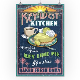 Key West, Florida - Key Lime Pie Vintage Sign (24x36 Giclee Gallery Print, Wall Decor Travel Poster)