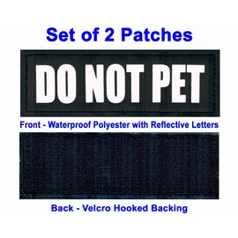 Just 4 Paws Reflective Patches Hook Backing-Service Dog, Emotional Support, Therapy Dog, in Training, Do Not Pet, Best Friend, for Animal Vest & Harnesses (Do Not Pet, (XS) 1” X 3-1/2”)