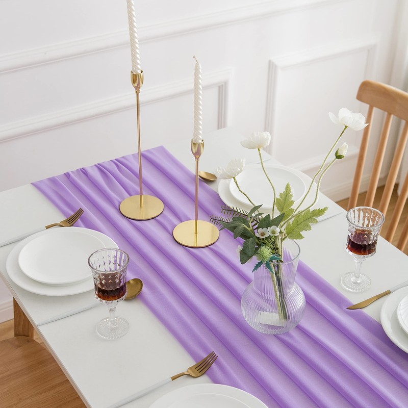 AOKSUNOVA Sheer Chiffon Table Runner for Rustic Boho Wedding Party