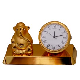 Purpledip Table Clock with Ganesha, Corporate Gift, Indian gift option (10691)
