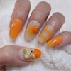 Tangerine bear handmade nail tip - short ballerina / 귤