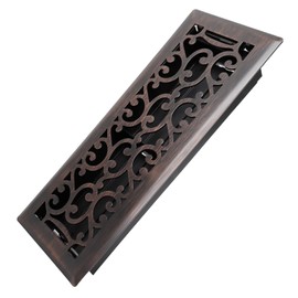 Howeall 4x12 Inches Heavy Duty Walkable Floor Register - Easy Adjust Air Supply Lever Decorative Floor Vent Covers - Savannah Design Vent Covers for Home - Oil Rubbed Bronze