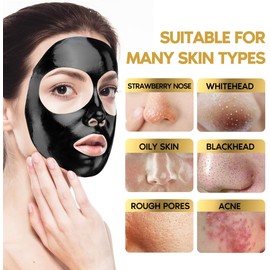 Kit de máscara para quitar puntos negros, máscara facial de carbón, máscara de nariz con cepillo para polvo para la cara, extractores de espinillas, limpieza profunda de poros, acné, máscara negra para todos los tipos de piel (3.5 onzas líquidas)