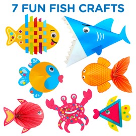 LC Crafts Arts and Craft Kit for Toddlers Ages 3, 4, 5 Years - Create 7 Fun Fish Characters