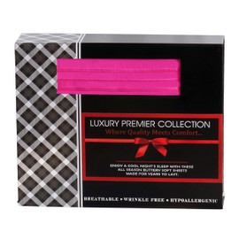 Elegant Comfort Luxurious Microfiber GIFT BOX 4-Piece Bedding Sheet Set, Breathable, Soft 1500 Premium Hotel Quality, Deep Pocket and Easy Fit, Queen, Hot Pink