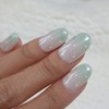 Green Jade Glazed Handmade Nail Tips - Long Ballerina /