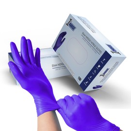 Indigo Nitrile and Clear Vinyl 3-mil Disposable Exam Glove Bundle, 100 Gloves per Box, Latex/Powder-Free, Food-Safe, X-Large