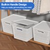 Qskely 6-Pack Large Plastic Storage Baskets with Lid, White