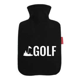 Huuraa Wärmflasche Golf Schriftzug Geschenk 1,8 Liter Black Classic Veloursbezug Golf Präsent