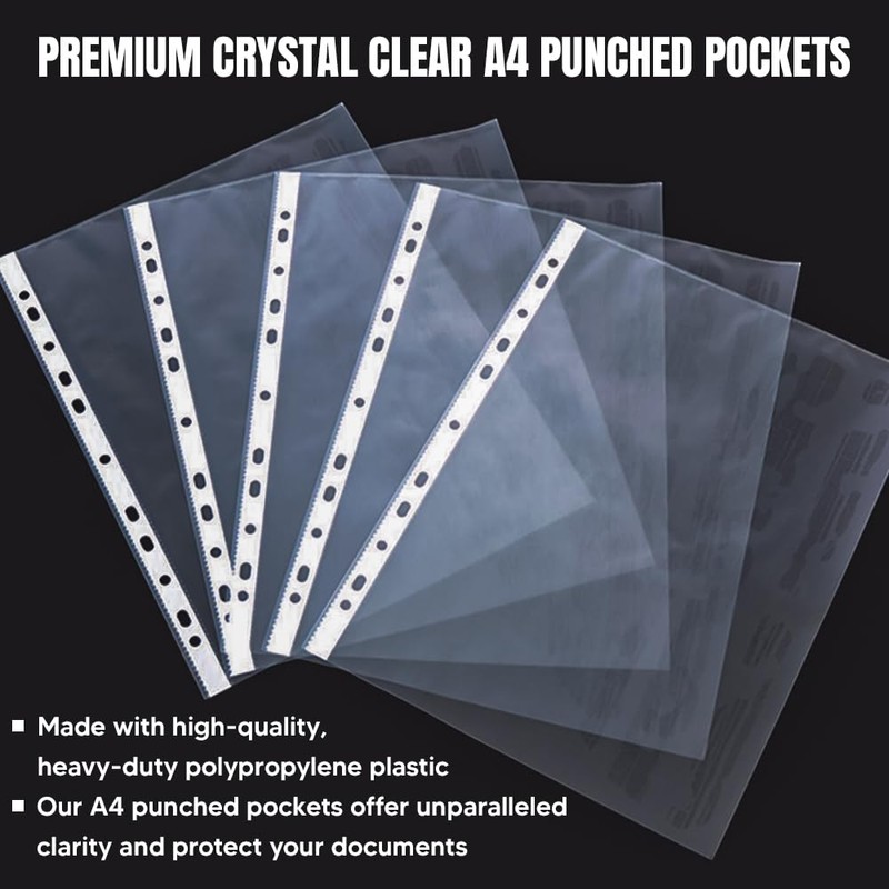 ASPIRE UK 100 Punched Pockets A4 Plastic File Jackets 11
