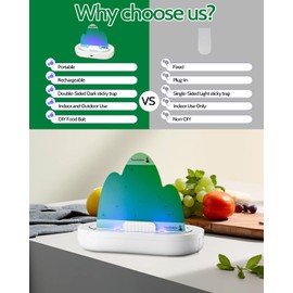 Fruit Fly Traps for Indoor Outdoor, Double-Sided Fly Trap Indoor, Rechargeable Flying Insect Traps with Blue Bug Light, Fruit Fly Traps for Camping, Patio, Garden, Kitchen (1 pcs)