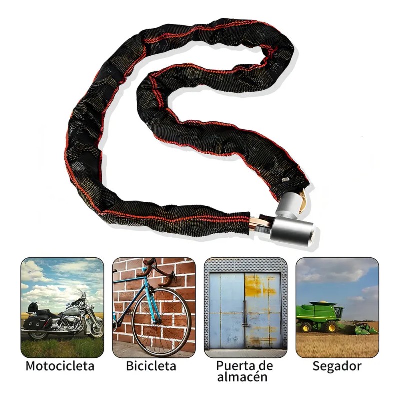 Candado de cadena Haimo 1,2m acero manganeso alta seguridad con