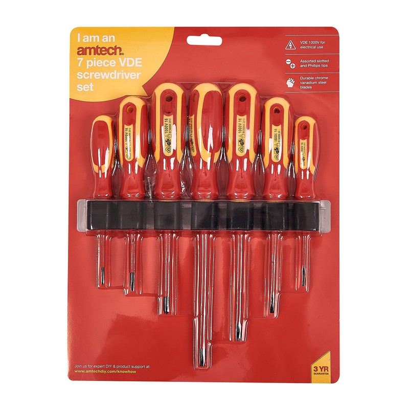 Amtech L0650 7 Piece VDE Electrical Screwdriver Set, Tested Up