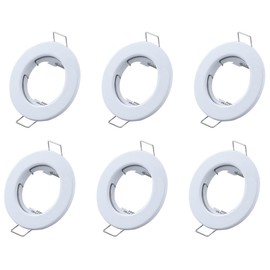 Hsthe Sea Set of 6 Recessed Light Frames, Ceiling Mounting Frame, Recessed Spotlight Set, Mounting Frames in Aluminium (LED/Halogen/GU10/MR16/PAR16/50 mm) White