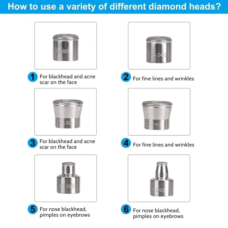 ZEIZOMZER Diamond Dermabration Head Microdermabrasion 6 Tips Home Facial Exfoliation