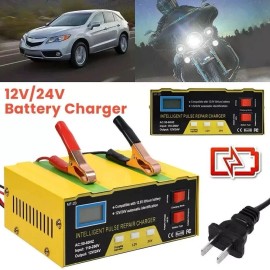 Car Battery Charger Heavy Duty 12/24V Smart Automatic Intelligent Pulse Repair