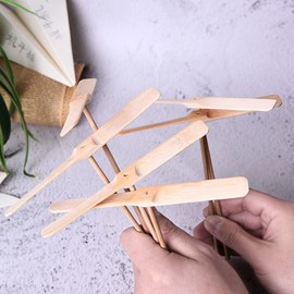 jojofuny 10 Pieces Flying Helicopter Toy Wooden Dragonfly Hand Rub DIY Propeller for Children Outdoor Patio Garden Toy Gift