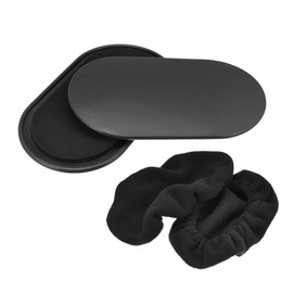 uxcell Exercise Core Sliders, Oval Glider Discs with Feet Covers, Dual Sided Usage in Home Gym for Full Body Workout, Black