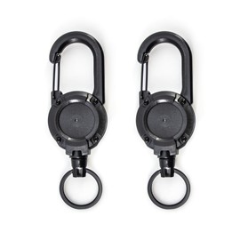 2 Pcs Retractable Keychain, Retractable Keyring, Key Chain - Heavy Duty 23.6 Steel Cord Badge Reel for ID Cards, Security Pass & Outdoor Use with Secure Locking Clips (Black)