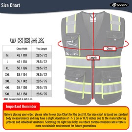 JKSafety JKSafety Hi Vis Reflective Safety Vests for Men Women High Visibility Vest with Pockets Mesh Fabric Construction Safety Apparel Neon Vest for Work (220-Black L)