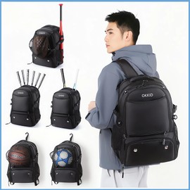 OKKID Sports Backpack for Basketball Soccer Travel Water-Resistant large Sports Bag with individual Ball &Shoes Compartments