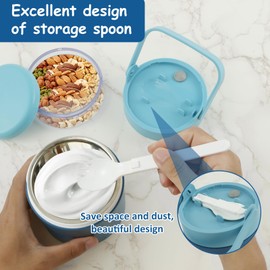 Double Insulated Food Jar with Snack Container and Spoon Leakproof Soup Thermo Wide Mouth Food Thermo Stainless Steel Food Container for Hot Food
