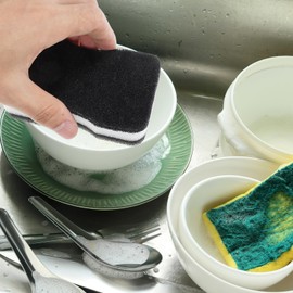 DOITOOL Pack of 10 Cleaning Sponge Double-Sided Sponge Black Kitchen Sponge Scouring Pads for Cleaning Sponge Mat Kitchen Cleaning Sponge Sponge for Dishwashing