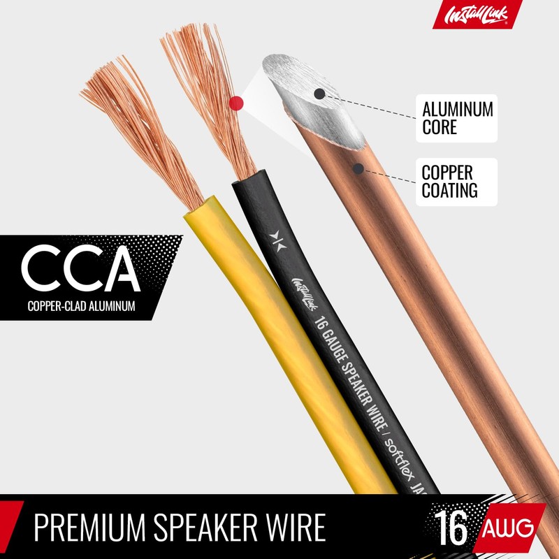 Install Link 16 AWG Gauge Speaker Wire Cable (30 Feet)