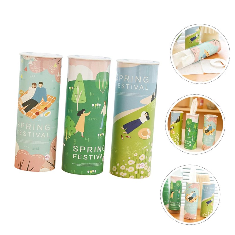 CHILDWEET 6 Tubes Car Tissue Cylinder Cartoon Pattern Tissue Boxes