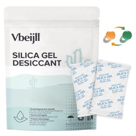 Vbeijll Premium 5 Gram 50 Pcs Desiccant Silica Gel Packets with Color Indicating - High Quality Gel Silica Packets for Moisture Control, Rechargeable Moisture Absorbers - Ideal for Storage