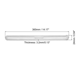 sourcing map 2Pcs Adjustable Flat Mending Plate Support with Slot, 14.17 x 0.94 Inch Stainless Steel Slotted Straight Brace Brackets for Wooden Furniture, Silver