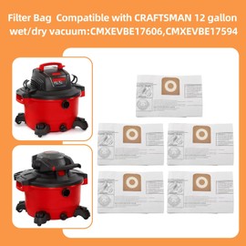 5 Pack 38735 Fine Dust Wet/Dry Vacuum Dust Collection Bags For CRAFTSMAN 12 Gallon Shop Vacuums, Replacement Fine Dust Bag Part# CMXZVBE38735