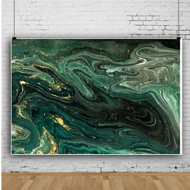 DORCEV 7x5ft Emerald Green Marble Texture Photography Backdrop Hunt Green Marble Happy Birthday Photo Background Golden Fluid Glitter Quicksand Liquid Abstract Art Backdrop Party Banner Decorations