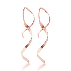 ULT-unite Spiral Threader Earrings for Women: Stainless Steel, Handmade, Twisted Spiral, Drop Dangle, Rose Gold