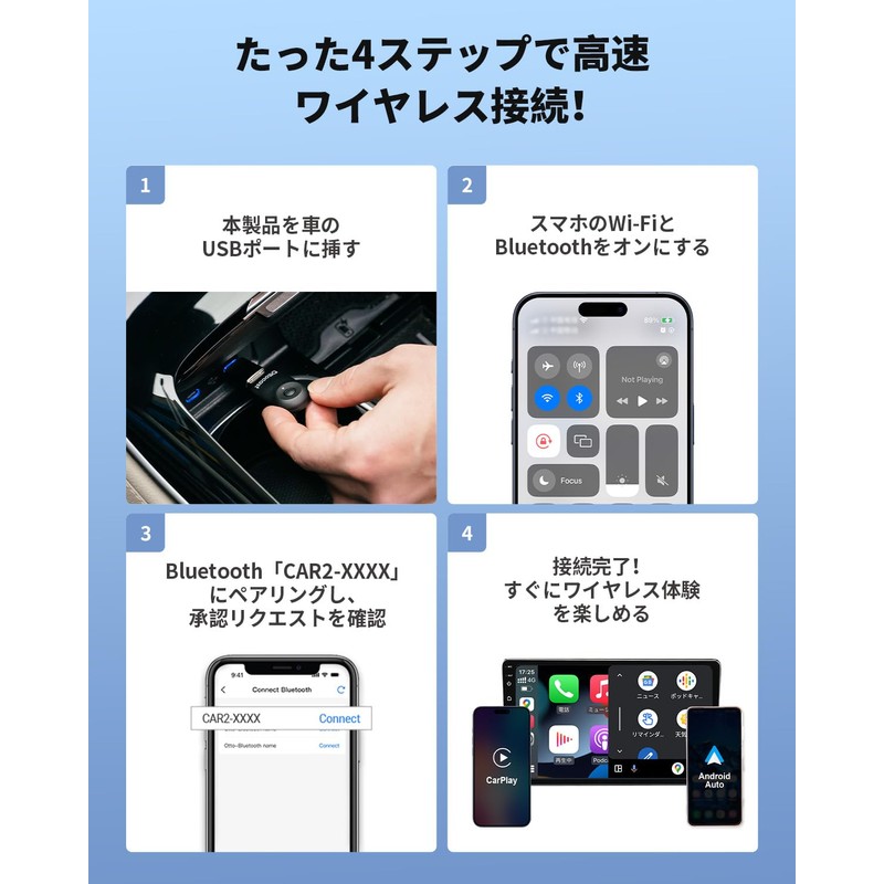 Ottocast Mini 2025 Latest Wireless CarPlay/Android Auto Adapter, Mini Genuine