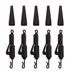10x Quick Change Hybrid Clips with Tail Rubbers – Carp Fishing Terminal Tackle Set | Anti-Tangle Lead Clip System for Rigs & Swivels (Brown)