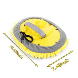 Dual-Use Car Wash Mop – 10" x 8" Chenille Washing Kit with Adjustable Handle Grip Fits for Telescopic Extension Pole, Scratch-Free Cleaning for Cars, Windows, RVs, and Solar Panels (Pole NOT Included)