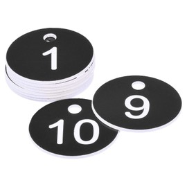 sourcing map Round 1-10 Number Tag Key Tag Acrylic Engraved Black ID Tag for Decoration, Pack of 10