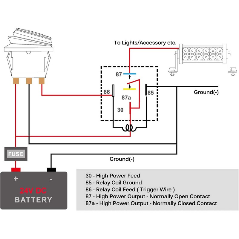 Gebildet 2pcs 40/30A 24V Waterproof Relay Cable Set - 5-Pin