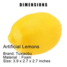 Tuxiaobu Fake Yellow Lemon, 6 Pcs Faux Plastic Yellow Lemons, Artificial Fruit Decoration