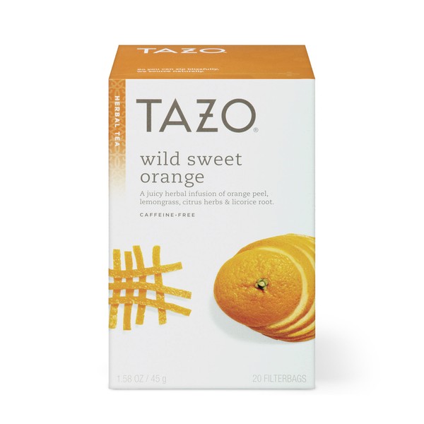TAZO Wild Sweet Orange Tea Bags, Caffeine-Free, Unsweetened Herbal Tea, 20 Count (Pack of 6)