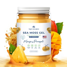 TrueSeaMoss Wildcrafted Irish Sea Moss Gel –7 Flavors- Nutritious Raw Seamoss Rich in Minerals, Proteins & Vitamins – Antioxidant Health Sea Moss, Vegan Made in USA (MANGO/PINEAPPLE, 1) | TrueSeaMoss