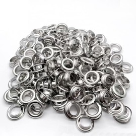 100 Sets Grommet Kit,Sliver Grommets Eyelets Kit,3MM Metal Eyelets Grommets with Washers for Tarpaulin Fabric Curtains Leather Clothing Shoes Belt