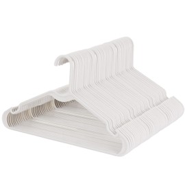 Elama Home 50 Piece Plastic Hanger Set with Notched Shoulders in White