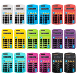 18 Pieces Pocket Calculator Bulk, Small Basic 4 Function Calculators, Mini 8 Digit Display Hand held Calculator, Scientific Calculators for Home, Office, School (9 Colors)